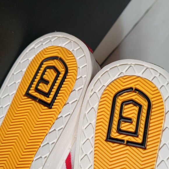 NEW Brett Johnson Soft LEATHER Low Top Sneaker Shoes Men's Sz 10 Cream :Red Rare - Picture 10 of 12